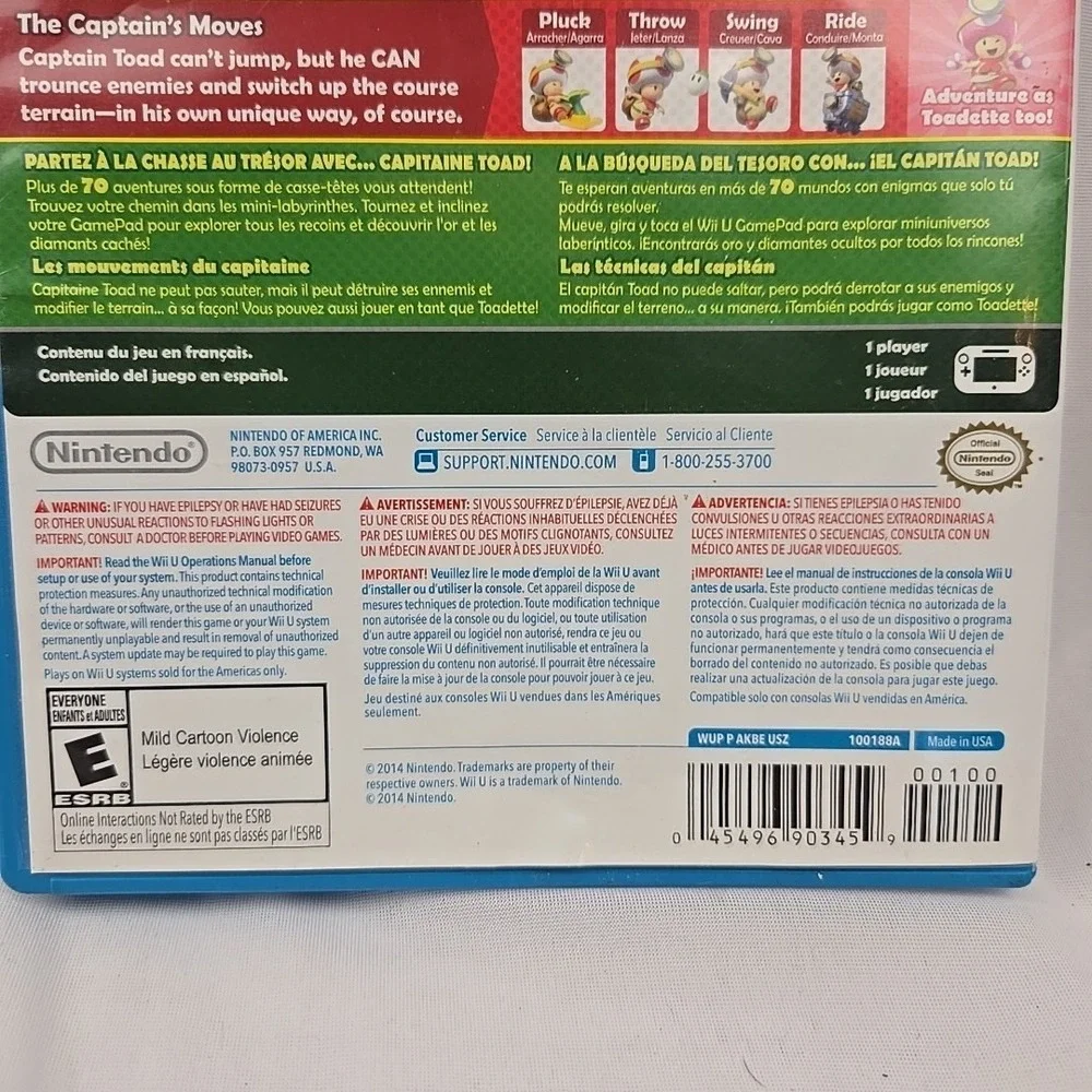 Captain Toad: Treasure Tracker (Nintendo Wii U, 2014) No Manual‎